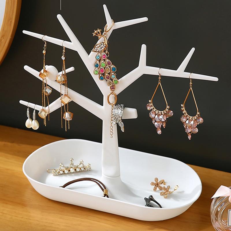 TZ Home Dresser Jewelry Necklace Organizer Stand Bracelet Holder Tree Earring Display Tower Plastic Storage Rack
