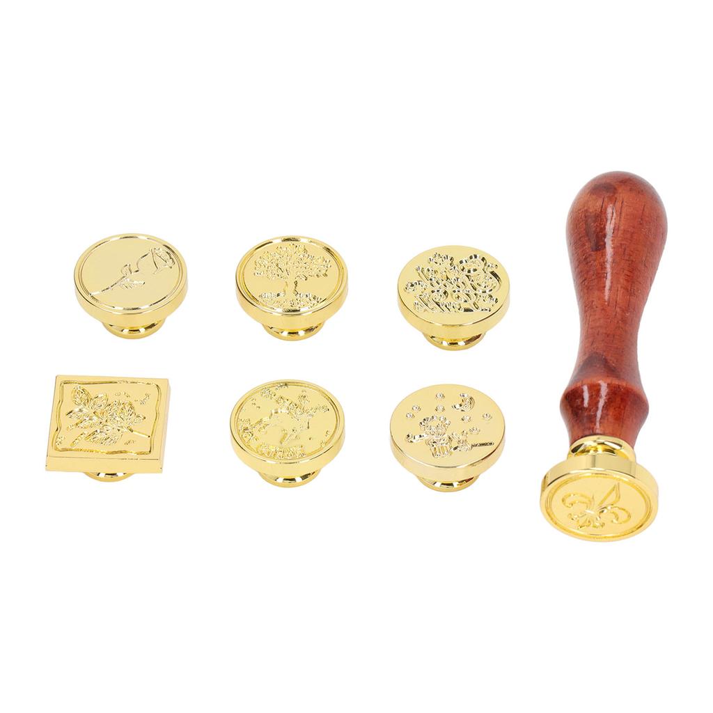 European Retro Wax Stamp Kit with Detachable 7 Vintage Stamp Heads Clear Engraving Wax Stamp   Kit for Envelope