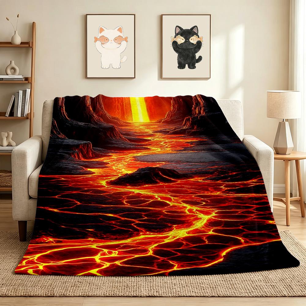 Lava Flow Flannel Blanket Throw Blanket Soft Warm Sofa Bed Camping Home Decor Unique Christmas Gift C926164