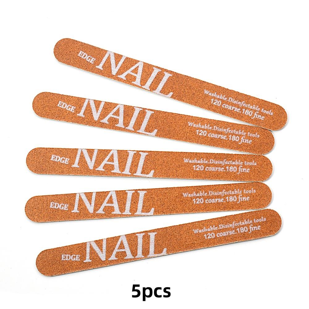 

5/10 PCS Brown Wooden Nail Files 120/180 Grit Straight - Shaped Washable Smoothing Nail Edges Professional Salon Manicure Tools