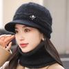 Fashionable and Versatile Wool Peaked Hat with Velvet Ear Protection  Mother's Hat  Cold Proof Knitted Hat