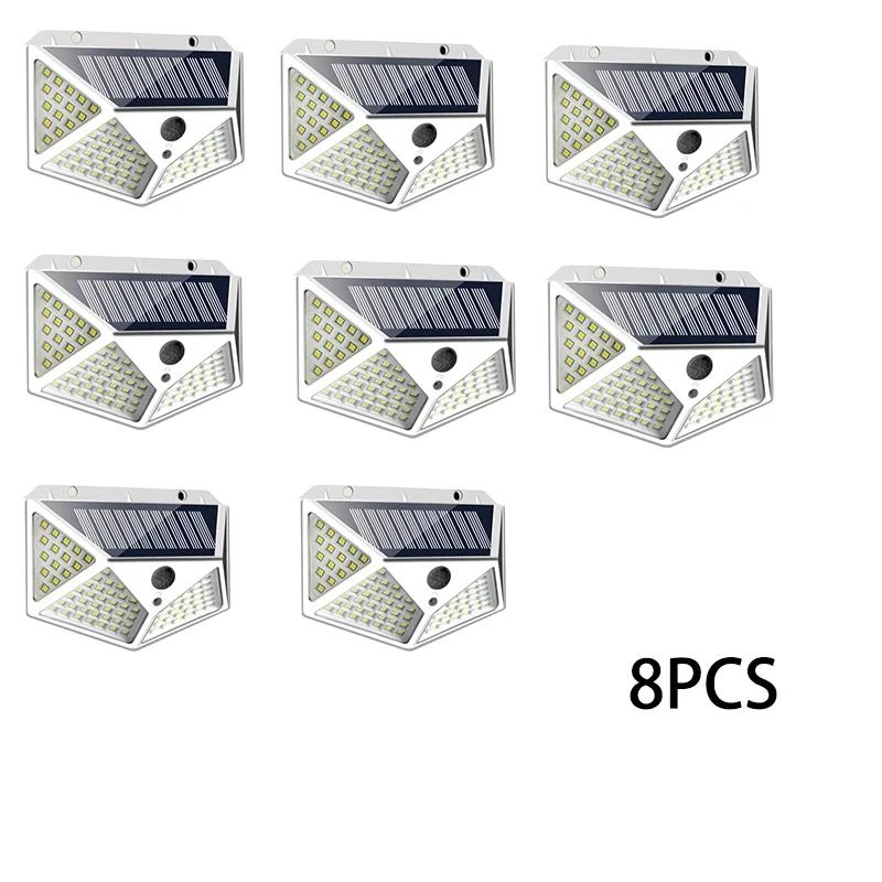 1-8 Pack Solar Lights Outdoor Wireless 100 LED Solar Motion Sensor Lights Waterproof Security Wall Lighting Outside for Backyard