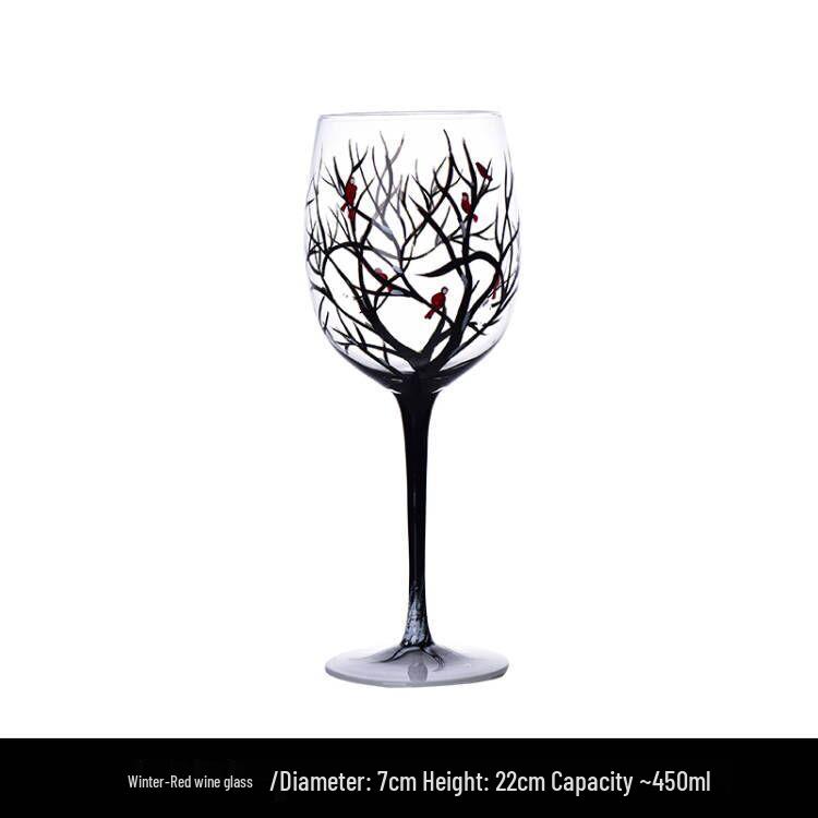 Hand-Painted European Crystal Wine Glass - Four Seasons Design for Home Decor