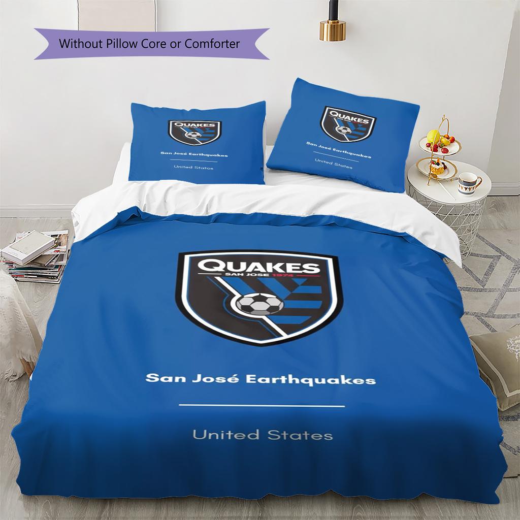 San Jose Earthquakes Pattern Bedding Set Quilt Cover Pillowcase Home Decor Gift (1 * Duvet Cover + 2 * Pillowcase, Without Core)