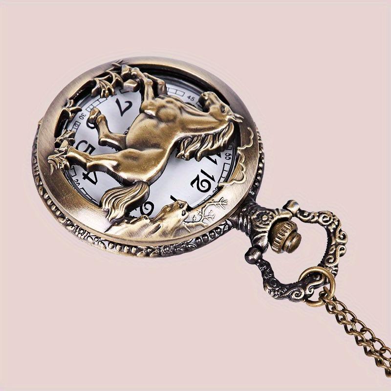 Horse-shaped watch Fashionable Quartz Pocket Watch Necklace pendant Clock Gift Pocket watch chain Necklace