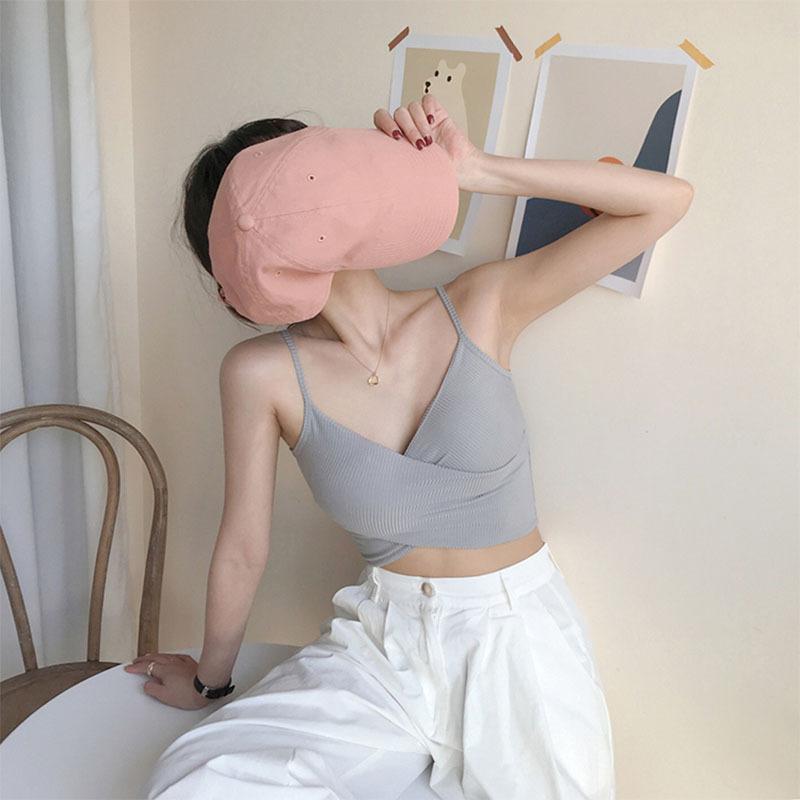 Tank Top Knit Halter Crop Tops Women Summer Camis Backless Cross Design Camisole Fashion Tube Female Sleeveless Cropped Vest