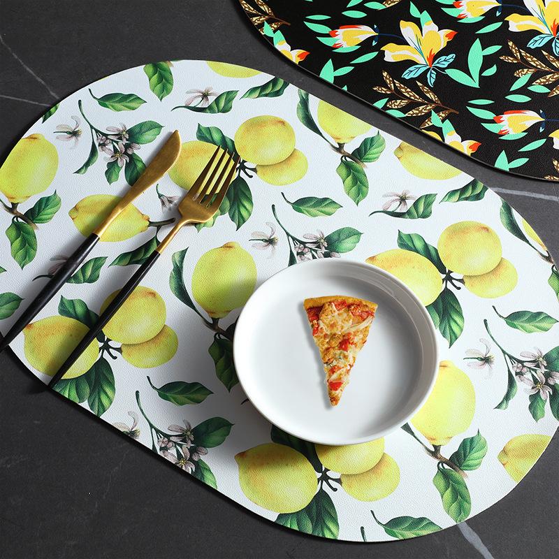 Table Mat PU Leather Placemat Nordic Style Print Waterproof Oil Proof Non Slip for Home Kitchen Wedding Dining Settings