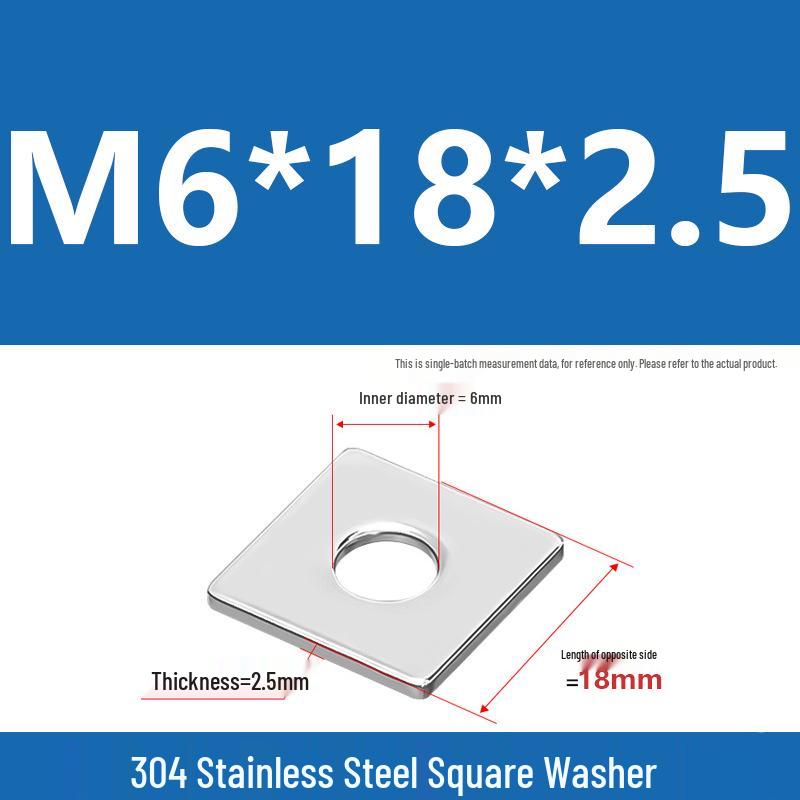 304 Stainless Steel Thickened Square Washer for Curtain Wall (M4-M16)