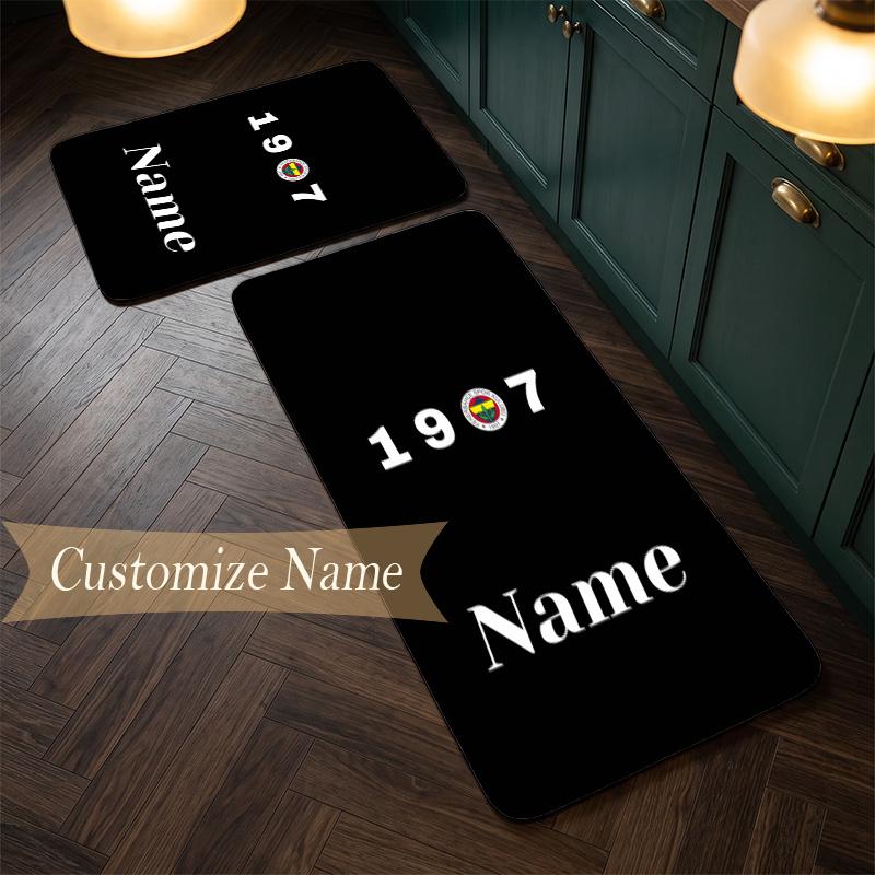 Fenerbahce SK (19) Customize Name Flannel Kitchen Mat Soft Non-Slip Kitchen Floor Runner Rug for Home Kitchen Decor
