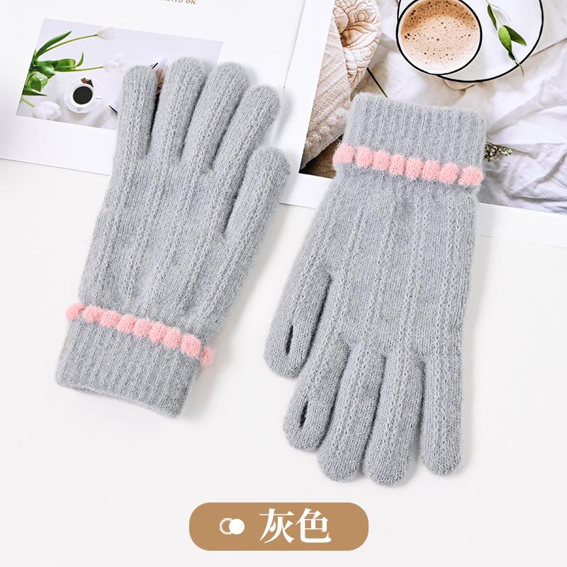 

Новые женские зимние бархатные утолщенные теплые и холодостойкие уличные сенсорные студенческие перчатки для езды на мотоцикле, вязаные перчатки серый
