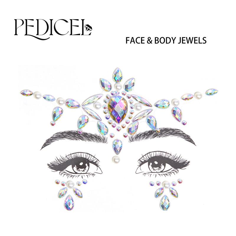 3D Rhinestone Bright Face stickers for festival Glitter Makeup Jewelry Sticker on Face crystals Gems jewels diamonds decoration