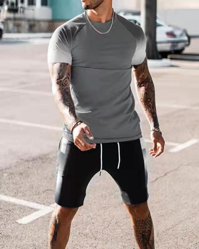 European and American 3D digital printing men's summer short-sleeved beach pants set trendy T-shirt set, manufacturer