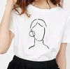 Creative Face Graphics Woman Graphics 90S Blouses Harajuku Summer Short Sleeve O-Neck White Female Tops Streetwear Y2K Clothing