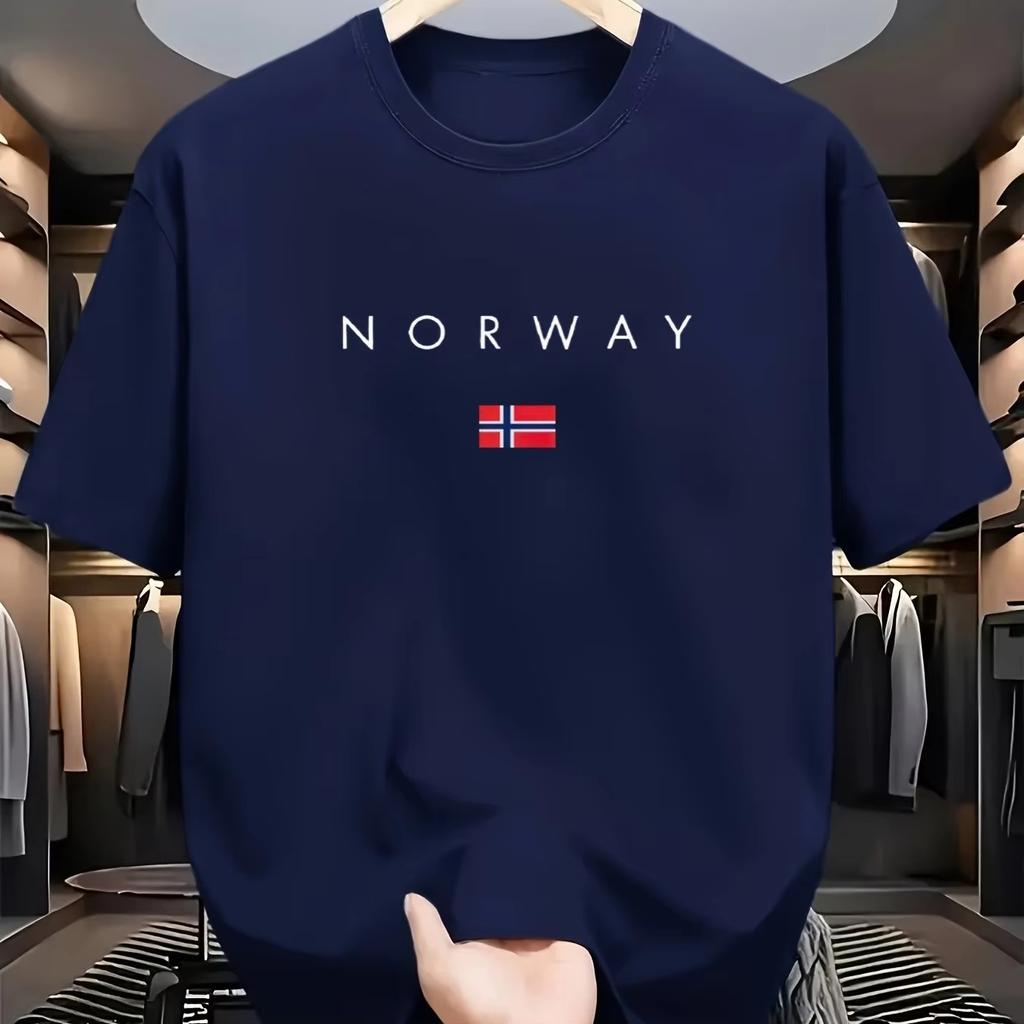 2026 léto nové čistá bavlna módní sportovní ležérní tričko NORWAY vzor potištěné kulatý výstřih krátký rukáv tričko top Unisex