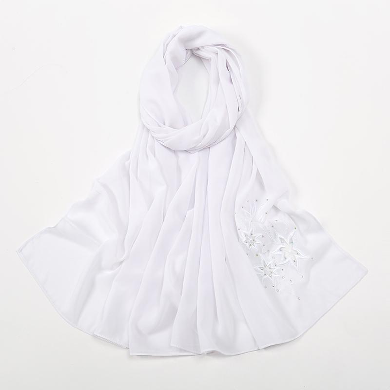 Nowy Haftowany Szyfonowy Hidżab Malezja Kobiety Islamskie Szale Muzułmańskie Hidżaby Chusta na Głowę Bawal Tudung Haftowana Szyfonowa Chusta Hidżab