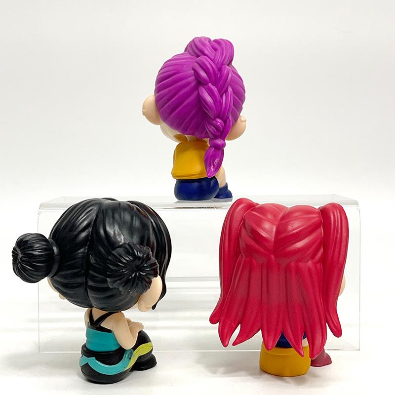3Pcs K-POP Demon Hunters Rumi Mira Zoey Q Version Sitting Pose Figure Set Anime Action & Toy Figures Cute Cartoon Action Figures Toys for Fans Gift