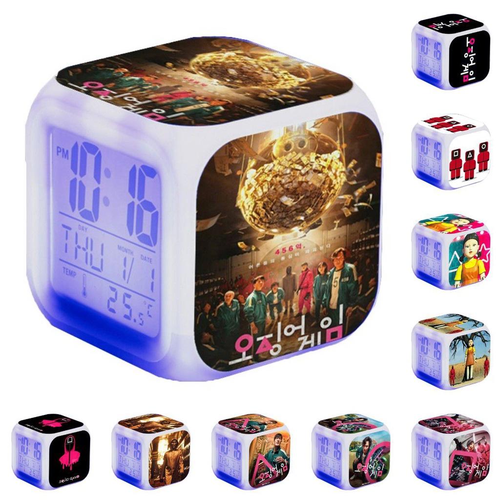 Game Squid Led Alarm Clock Multifunction 7 Color Change Digital Luminous Gift