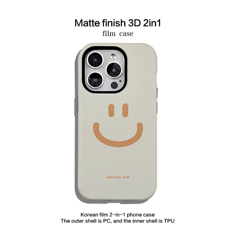 Minimalist Smiley Face Phone Case for Apple 16 & 15 Pro Max - Compatible with Korean Style