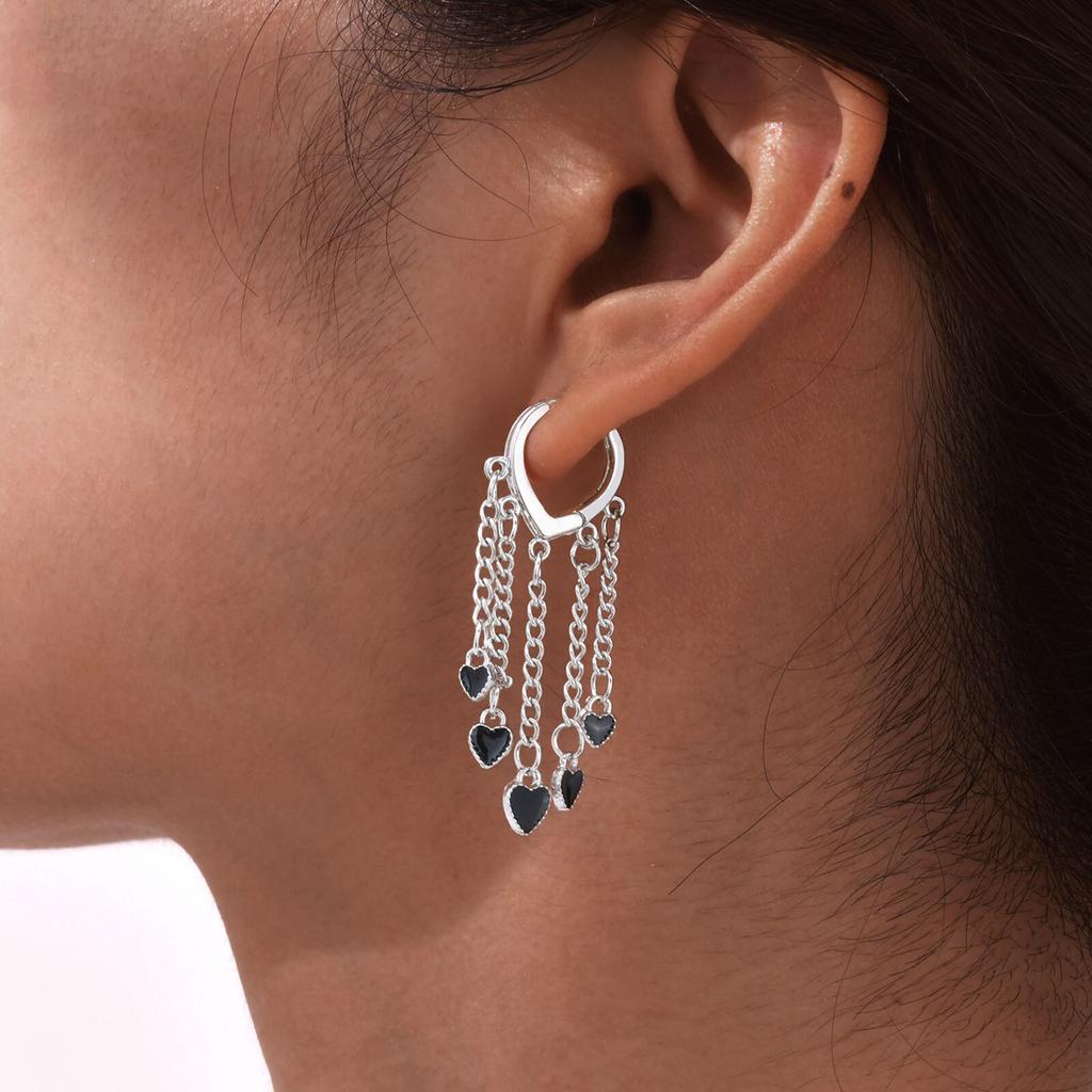 Silver Color Heart Earrings Charm Women Trendy Jewelry Simple Retro Party Accessories Gift For Girlfriend Valentine's Day
