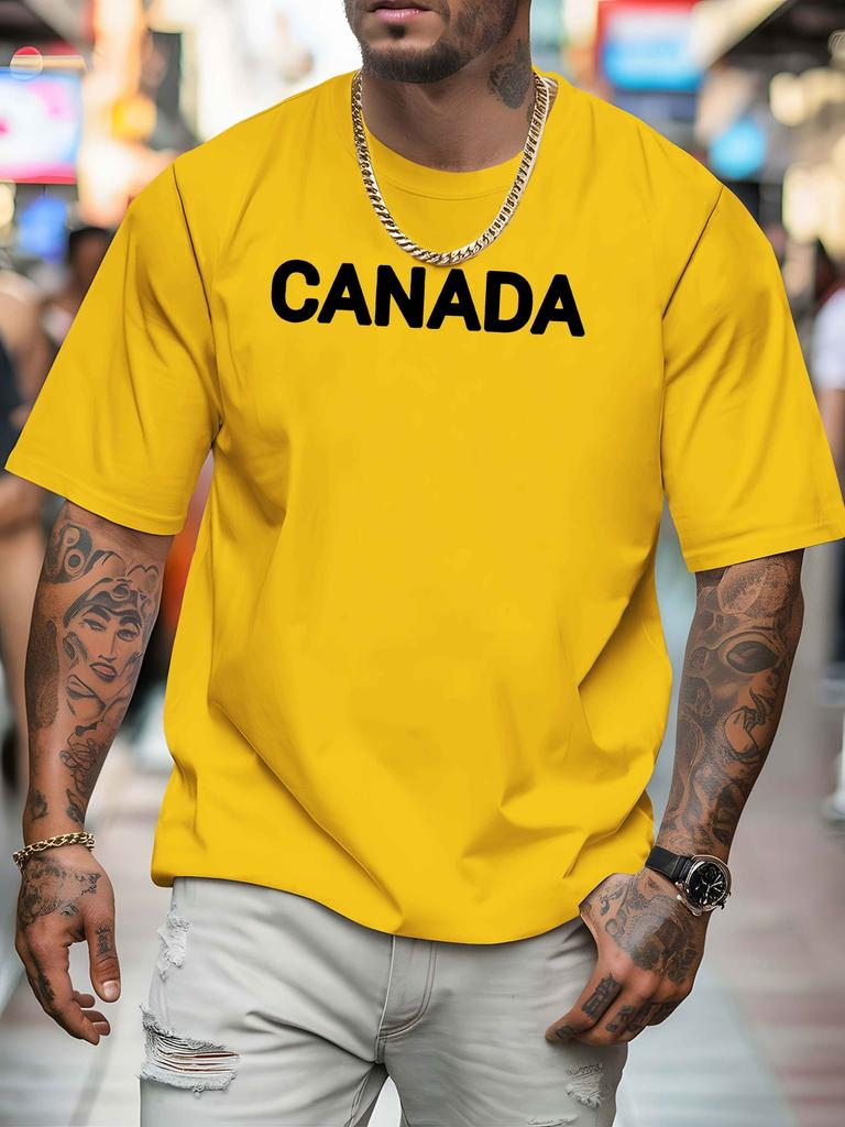 Simple Canada Letter Graphic Unisexs Crew Neck T Shirt Country Pride Bold Text Print Short Sleeve Casual Cotton Daily Summer Tops
