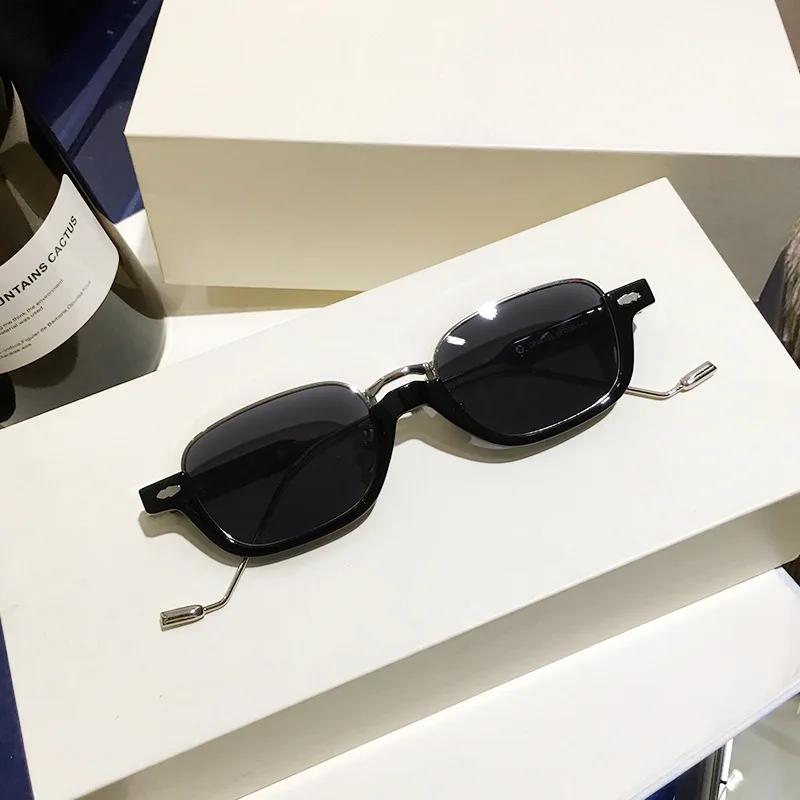 Small Frame Square Sunglasses Half Frame Metal Frame Neutral Street Photography Accessories Sunglasses Women