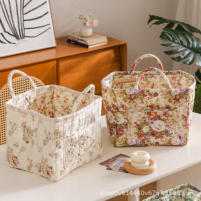 Portable Floral Foldable Storage Basket for Home Textiles and Underwear Organizer