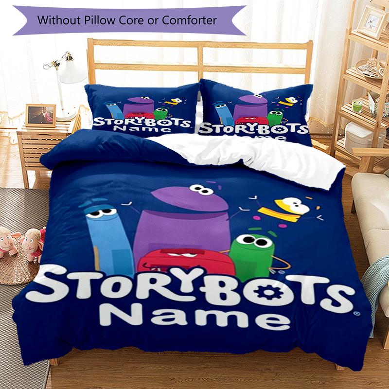3dílná sada povlečení StoryBots s vlastním jménem Uzavírání na zip Obsahuje 1 povlak na přikrývku a 2 povlaky na polštář, měkké a pohodlné pro všechna roční období.