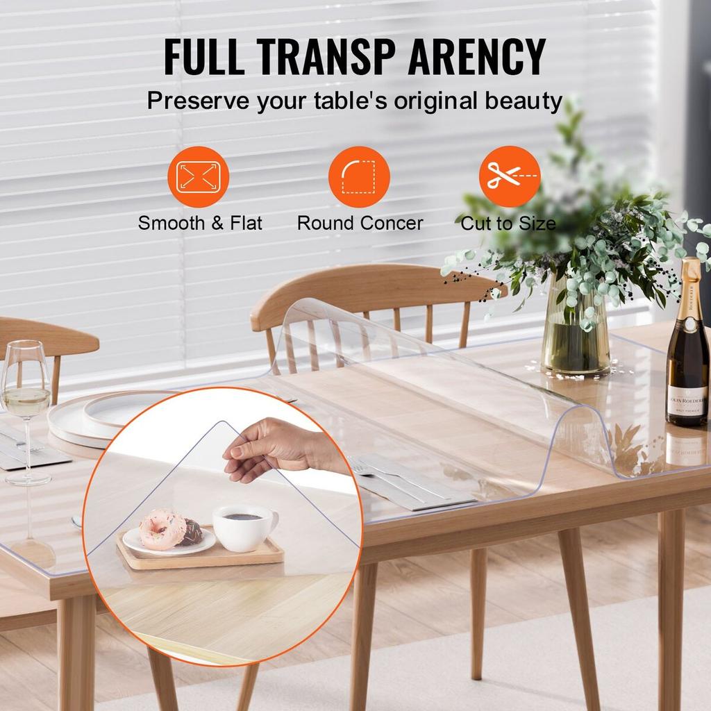 PVC Table Protector 42x60 Inch Clear Plastic Desk Protector 2.0mm Thick