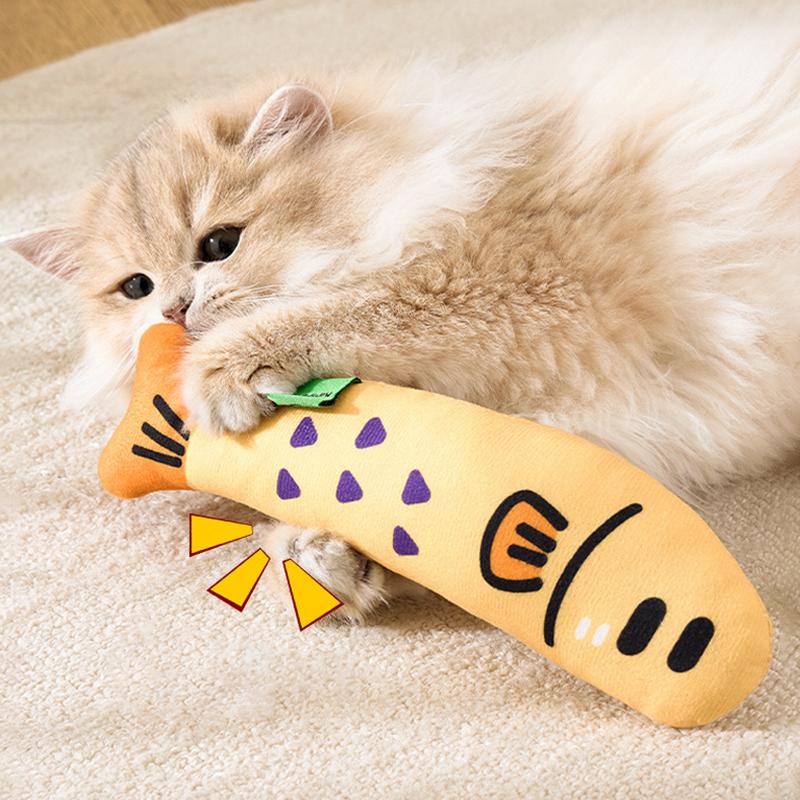 Cute Realistic Linen Fish Catnip Toy for Cats Bite Resistant Squeak Teeth Grinding Sleeping Plush Pillow Kitten Toy Jouet Chats