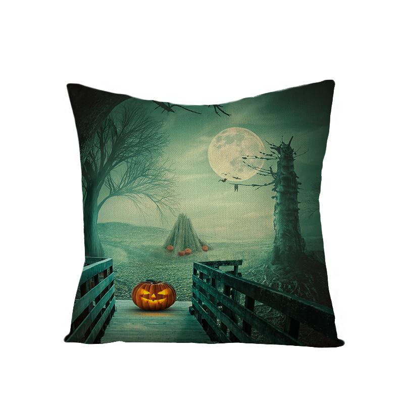 Old Castle Dragon Boat Moon Pumpkin Cushion Cover Horror Pattern Sofa Throw Pillows Living Room Halloween Decorative Pillowcase