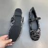Fashion IPPEUM Leopard Ballet Flats Shoes Buckle 2025 Brown Black Vintage Ballerina Shoes