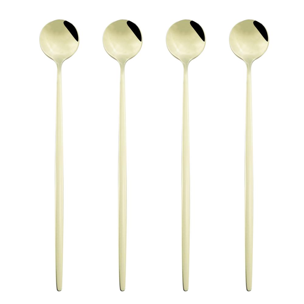 Juice Coffee Stirring Cutlery Set Colorful Rainbow Teaspoon Dinnerware Ice Cream Long Handle Scoop Tableware Set Kitchen Tools