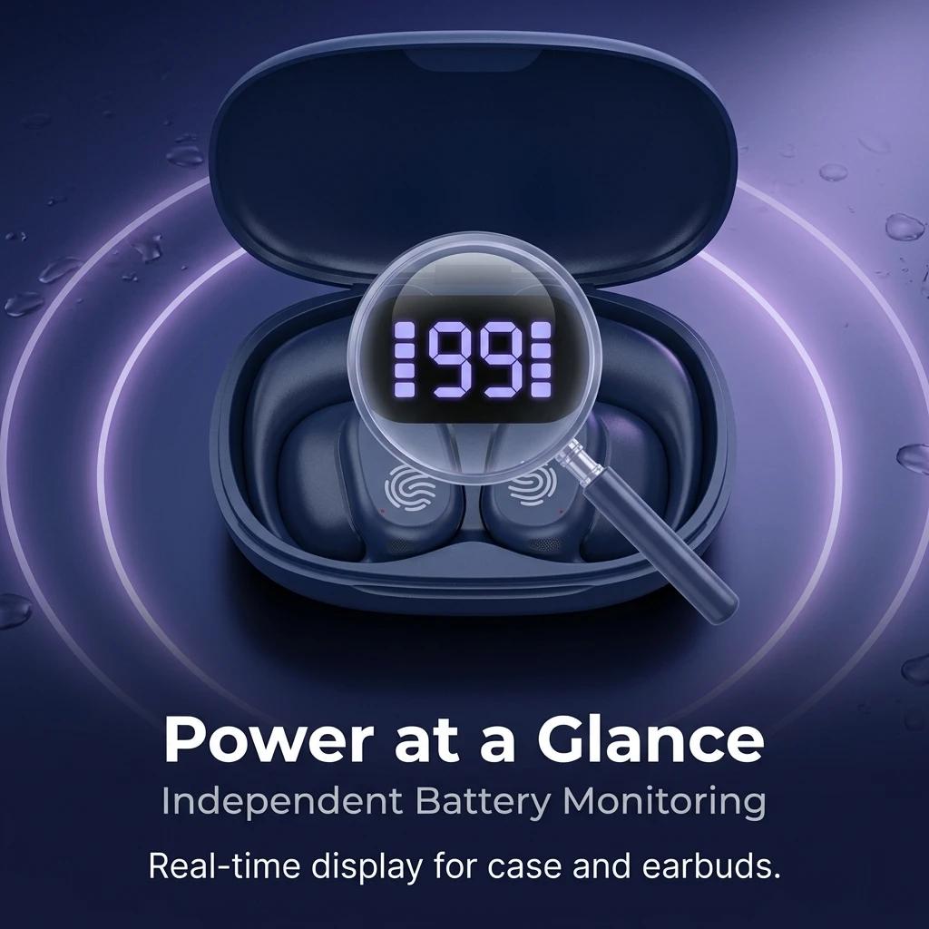 Xiaomi OWS Open Ear Bluetooth 5.3 Headphones Long Battery Life Earphone Waterproof Wireless Open Ear Earbuds with Digital Charging Case