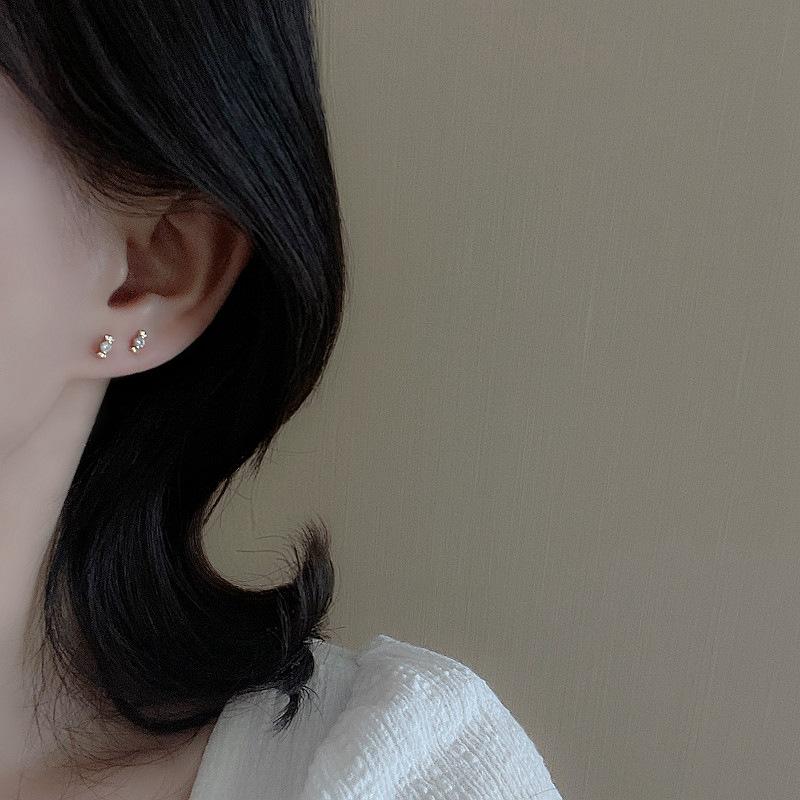 925 Sterling Silver Cute Crystal Sweet Candy Stud Earrings For Woman Christmas Gifts Piercing Jewelry Aretes De Mujer Gift