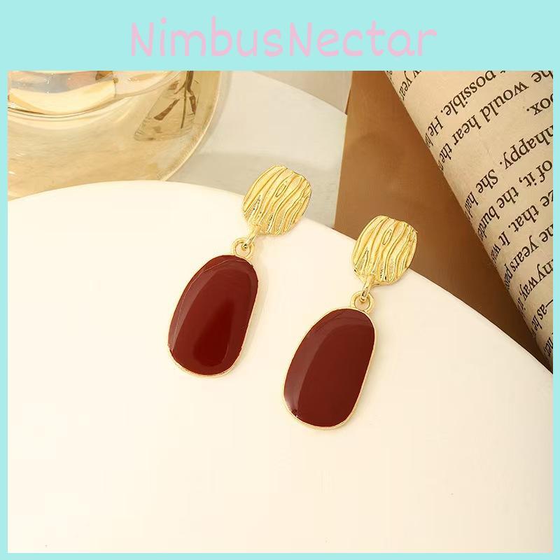 Alloy Earrings Geometric For Women With Retro Red Style And Trend Spring