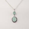 Aqua Chalcedony Gemstone 925 Sterling Silver Charm Pendant 1.7" Birthday Gift For Her  VPP-4-16