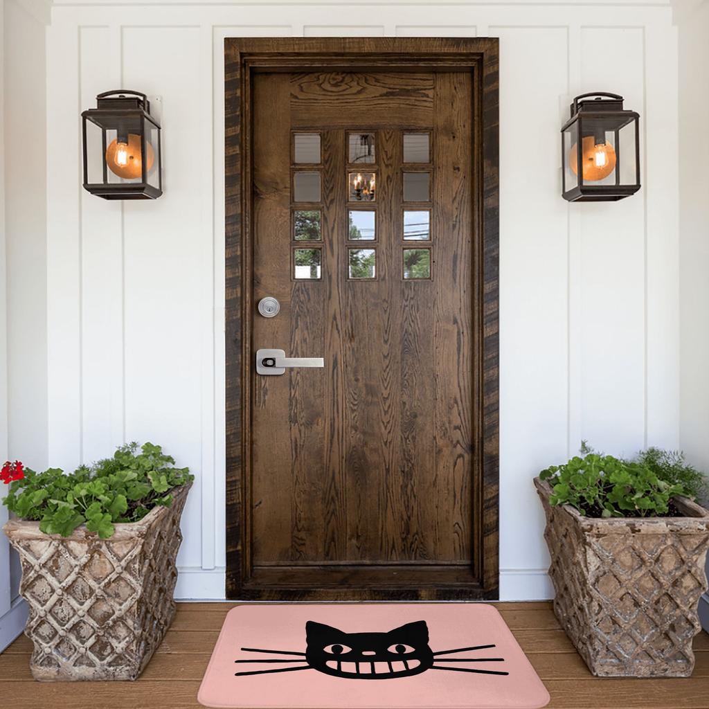 Smiling Black Cat Doormat Non-Slip Entrance Kitchen Bathroom Door Floor Mat Living Room Carpet Rug