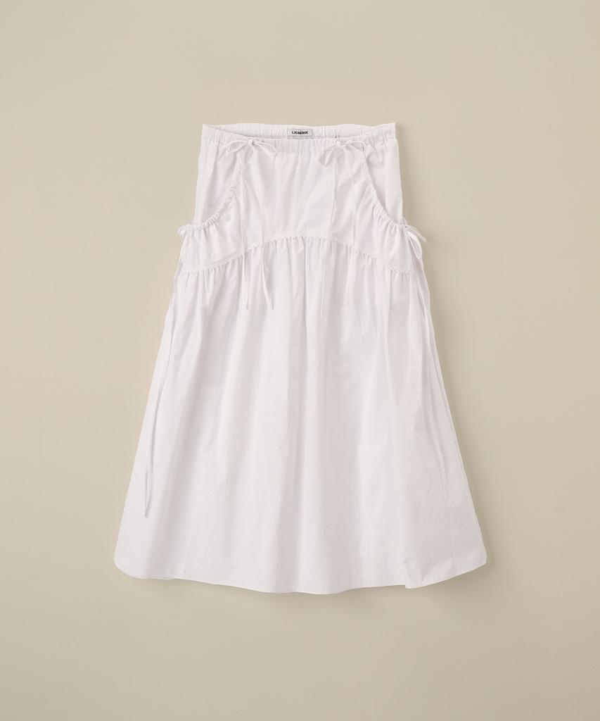 Limekeu Ribbon Shirred Lace Skirt White