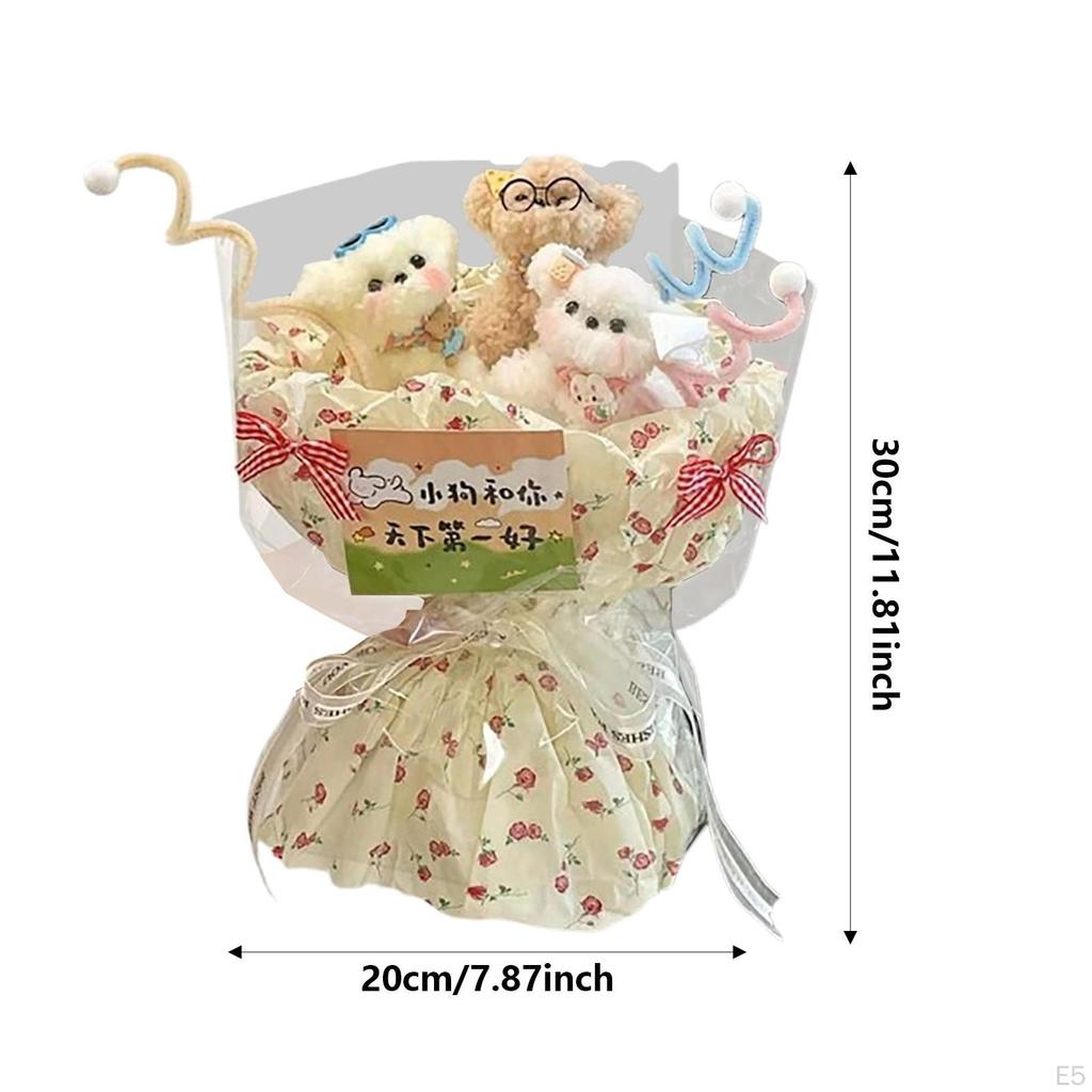 Dog Floral Arrangement with Lights Portable Gift for Graduation and Party Favors