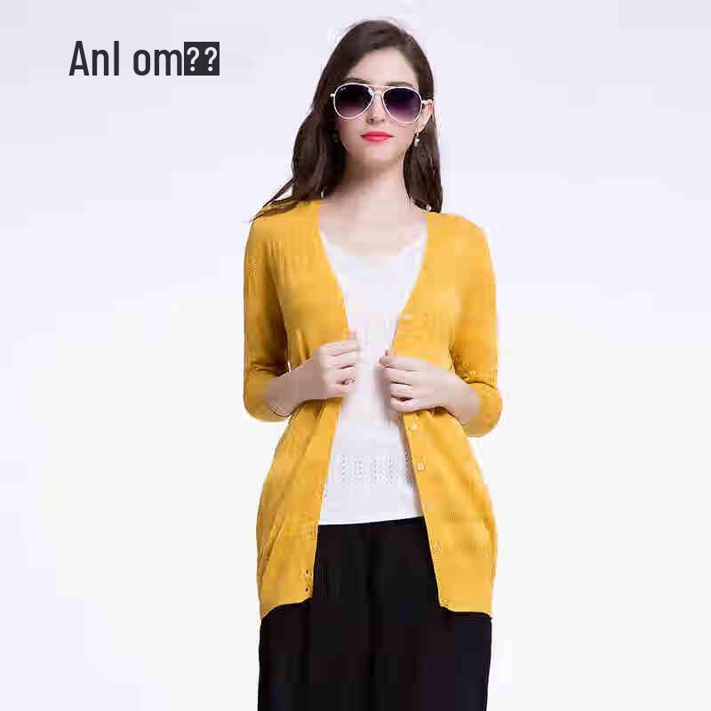 

Женский вязаный кардиган Anlom с V-образным вырезом и рукавами семь восьмых 2XL