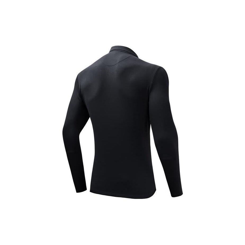Anta Comprehensive Training Series Letter Pullover Long Sleeve Polo Shirt Men Polo Shirts Basic-Black 152347409-3