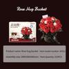 Rose Hug Bucket Bouquet 3D Assembly Handmade Diy Eternal Building Blocks Flower 3D Ornament Valentine'S Day Gift