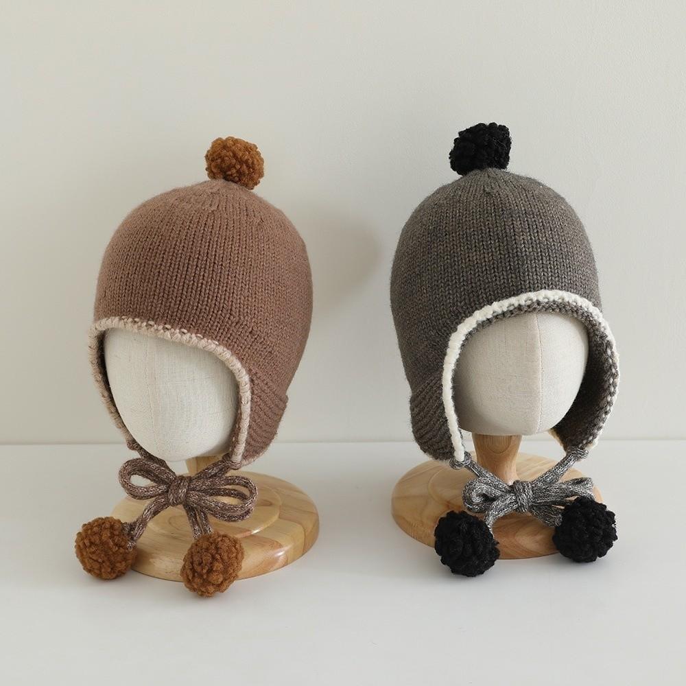 Winter Baby Beanie Cap Tassel Ear Protection Hat Sweet Baby Knitted Cap  Kids