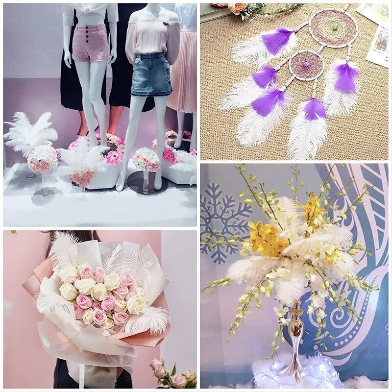 10Pcs Ostrich Feathers Decorative Vase Pluma Wedding Table Centerpieces Carnival Accessories DIY Creative Leisure Craft Supplies