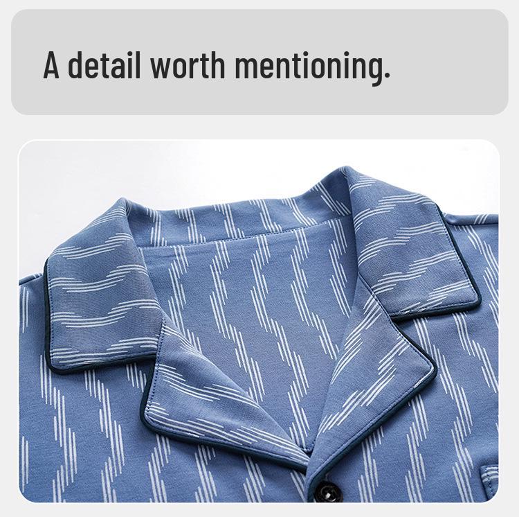 Men's 100% Cotton Striped Long Sleeve Pajamas - Trendy Korean Style for Spring