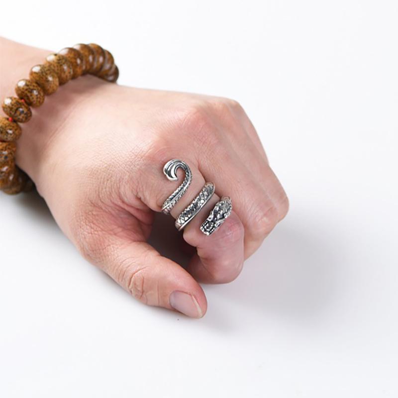 foxanry Geometrischer Drache-Ring für Damen und Herren, übertriebene Persönlichkeit, Hip-Hop-Party, Schmuck, Accessoires, Geschenke