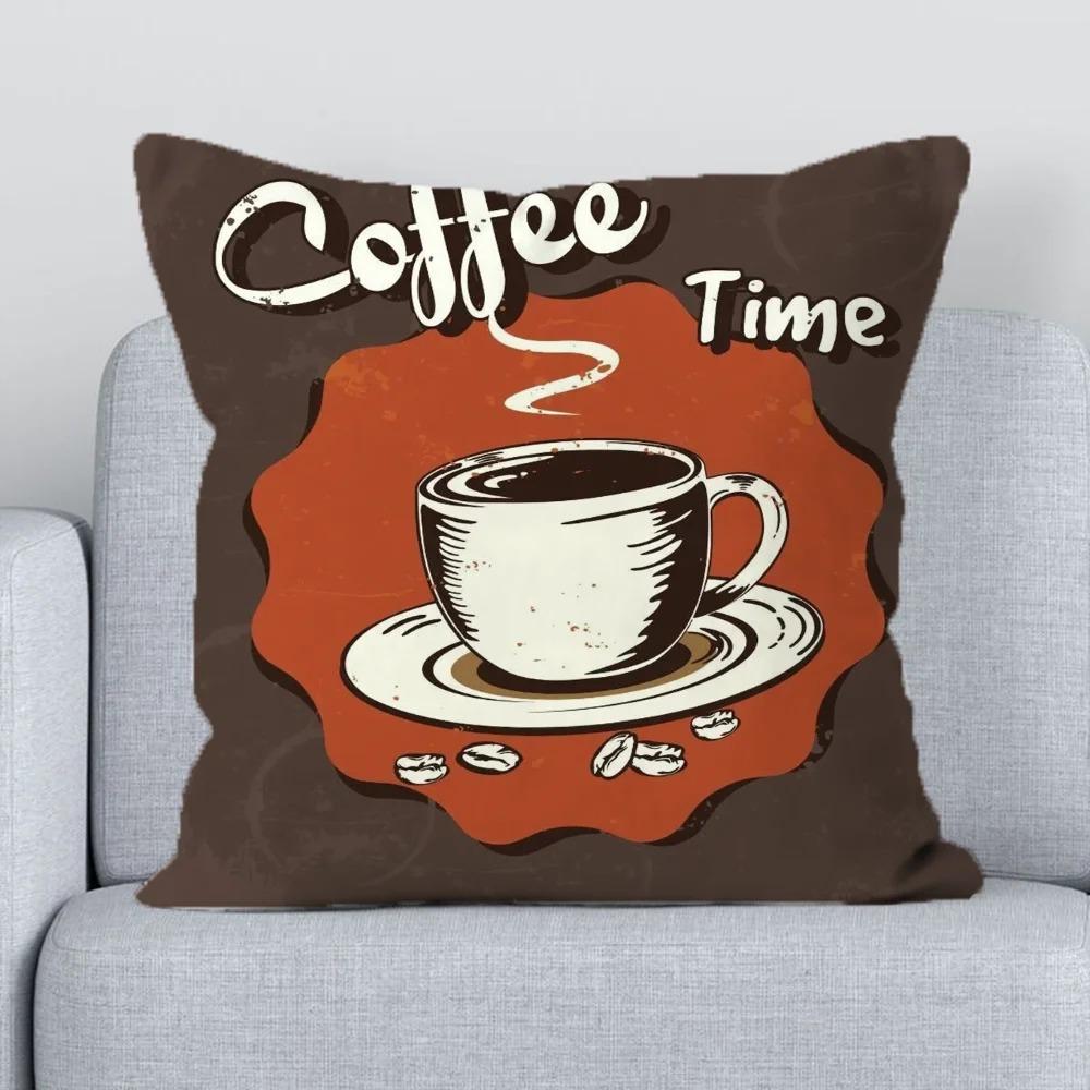 Office Sofa Cushion Cover Coffee Time Cushion Cover Pillow Decorative Printed Pillow Cover Home Furnishings