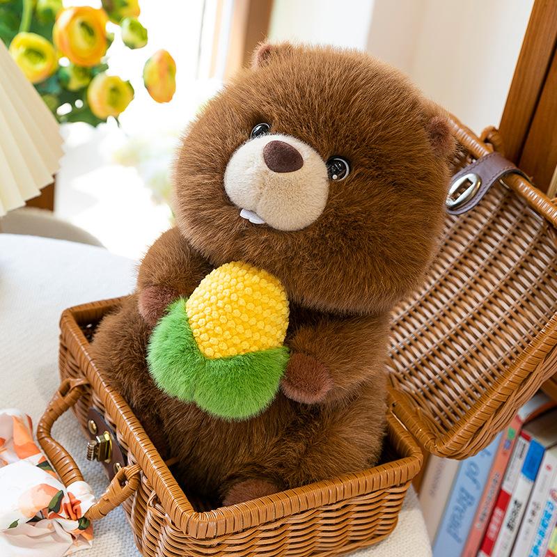 Cute corn eater gnawing groundhog doll plush toy naive groundhog sleeping doll gift