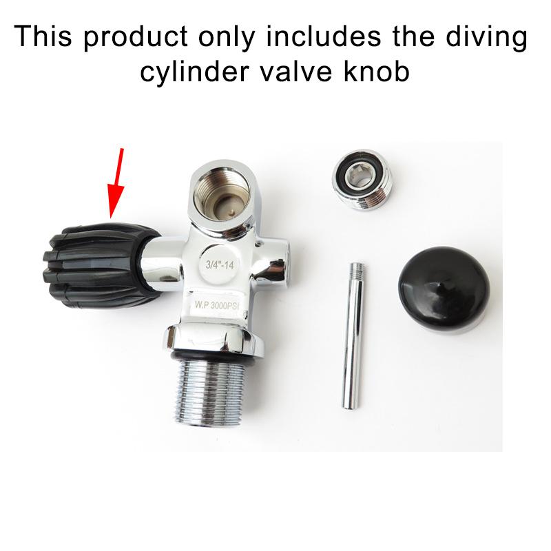 1 Pcs Diving Cylinder Valve Knob Scuba Tank Valve Knob 250Bar Rubber Stainless Steel Switch Knob Replacement Maintenance Part