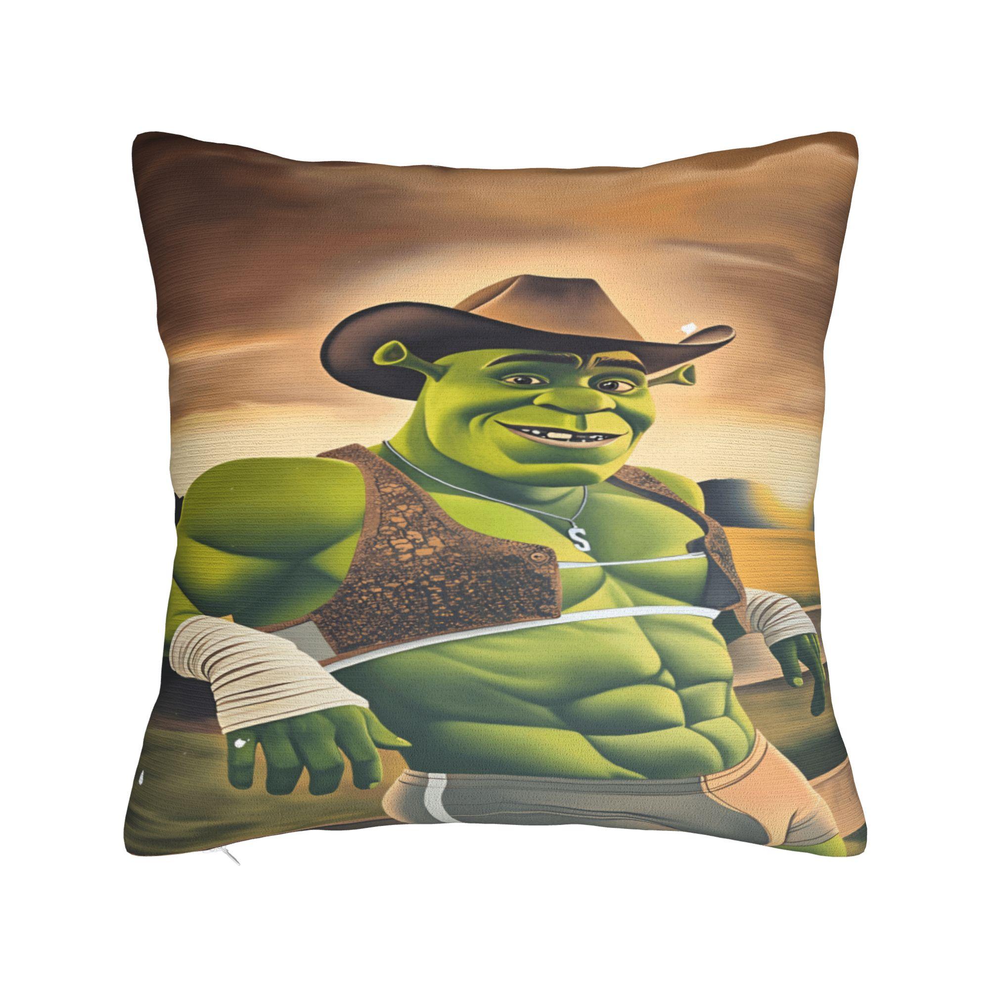 

Funny Shreks Meme Pillow Case Square Pillow Cover Retro Trendy Pillowcases For Living Room Sofa 12x12Inch